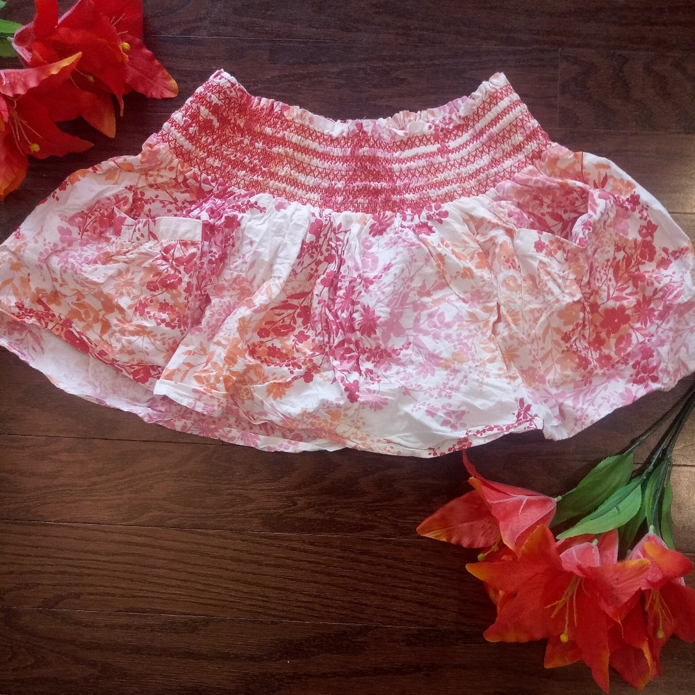 Xs Wetseal pink Orange & White Mini Skirt